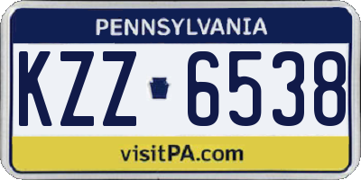 PA license plate KZZ6538
