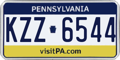 PA license plate KZZ6544