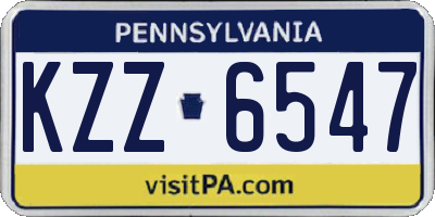 PA license plate KZZ6547