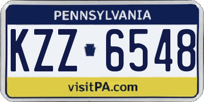 PA license plate KZZ6548