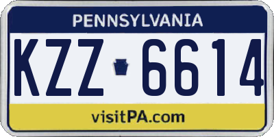 PA license plate KZZ6614