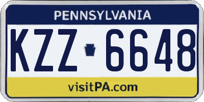 PA license plate KZZ6648
