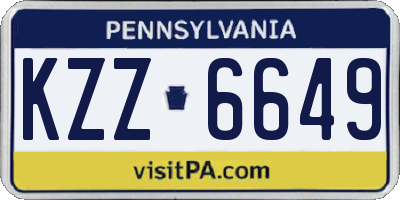 PA license plate KZZ6649