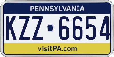 PA license plate KZZ6654