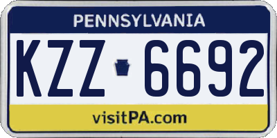 PA license plate KZZ6692