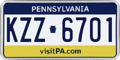PA license plate KZZ6701