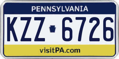 PA license plate KZZ6726