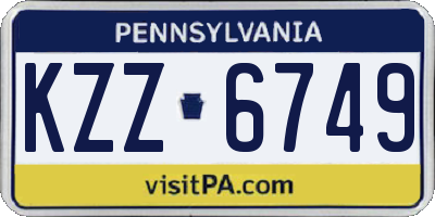 PA license plate KZZ6749