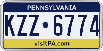 PA license plate KZZ6774