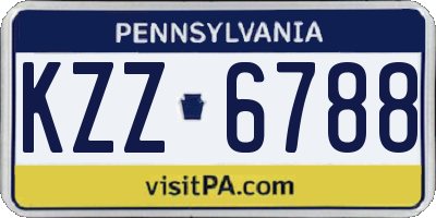 PA license plate KZZ6788