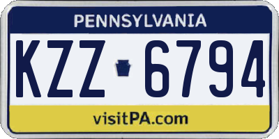 PA license plate KZZ6794