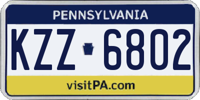 PA license plate KZZ6802