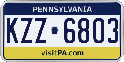 PA license plate KZZ6803