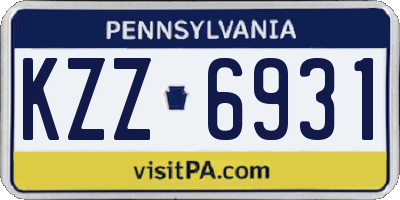 PA license plate KZZ6931