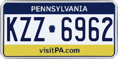 PA license plate KZZ6962