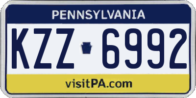 PA license plate KZZ6992