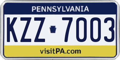 PA license plate KZZ7003