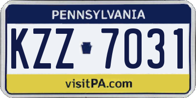 PA license plate KZZ7031