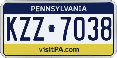 PA license plate KZZ7038