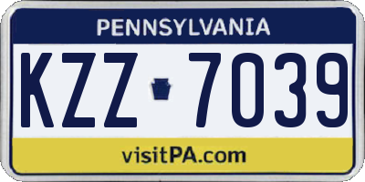 PA license plate KZZ7039