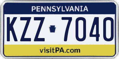 PA license plate KZZ7040
