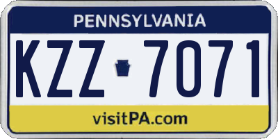 PA license plate KZZ7071