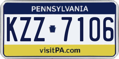 PA license plate KZZ7106