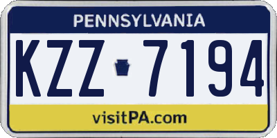 PA license plate KZZ7194