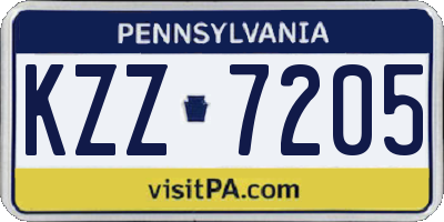 PA license plate KZZ7205