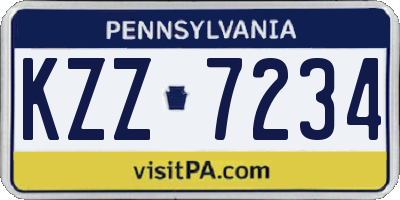 PA license plate KZZ7234