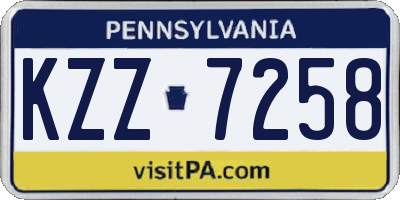 PA license plate KZZ7258