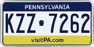PA license plate KZZ7262
