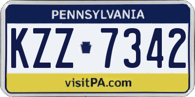 PA license plate KZZ7342