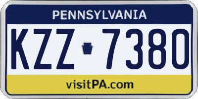 PA license plate KZZ7380