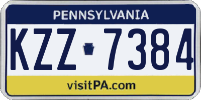 PA license plate KZZ7384