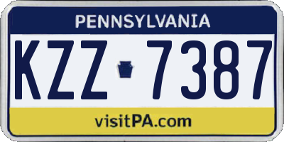 PA license plate KZZ7387