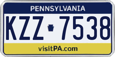 PA license plate KZZ7538