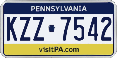 PA license plate KZZ7542