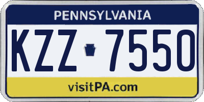 PA license plate KZZ7550