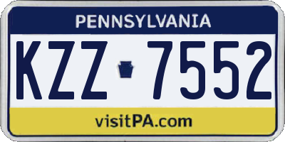PA license plate KZZ7552