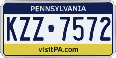 PA license plate KZZ7572