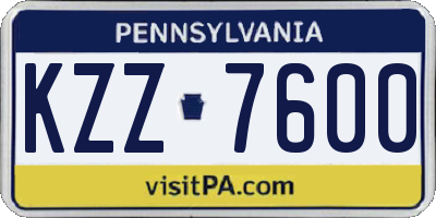 PA license plate KZZ7600