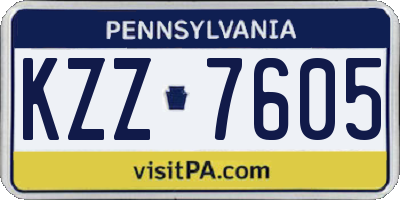 PA license plate KZZ7605
