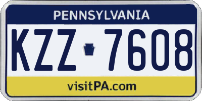 PA license plate KZZ7608