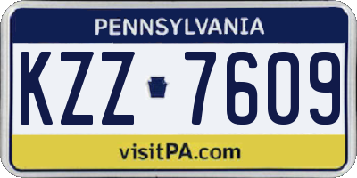 PA license plate KZZ7609