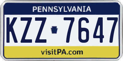 PA license plate KZZ7647