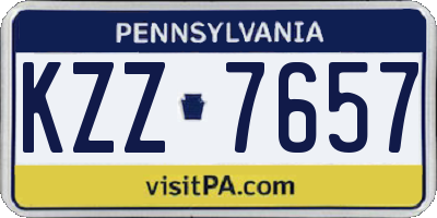 PA license plate KZZ7657