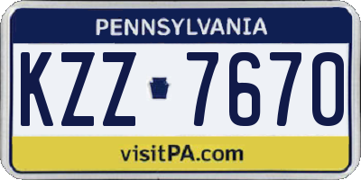 PA license plate KZZ7670