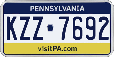 PA license plate KZZ7692