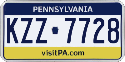 PA license plate KZZ7728